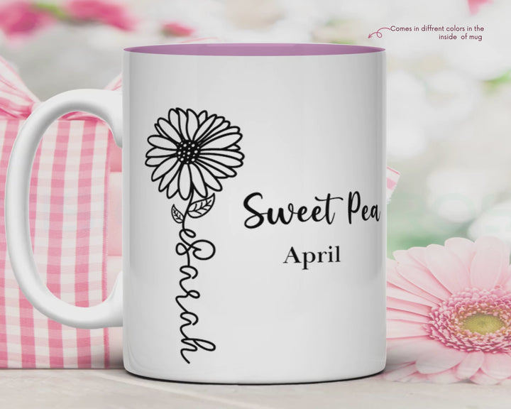 Personalized Name Birth Flower Mug